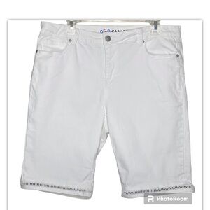 OSO Casuals Women’s Denim Board Shorts Long Shorts White 16 Detailed Cut Out Hem